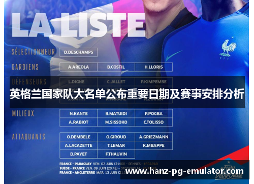 英格兰国家队大名单公布重要日期及赛事安排分析 英格兰国家队大名单公布重要日期及赛事安排分析